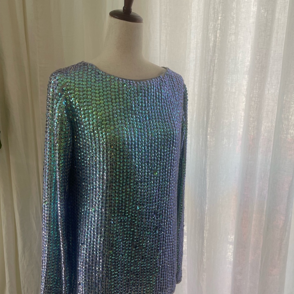 ASOS BACKLESS Sequin Blouse - Blue and Green